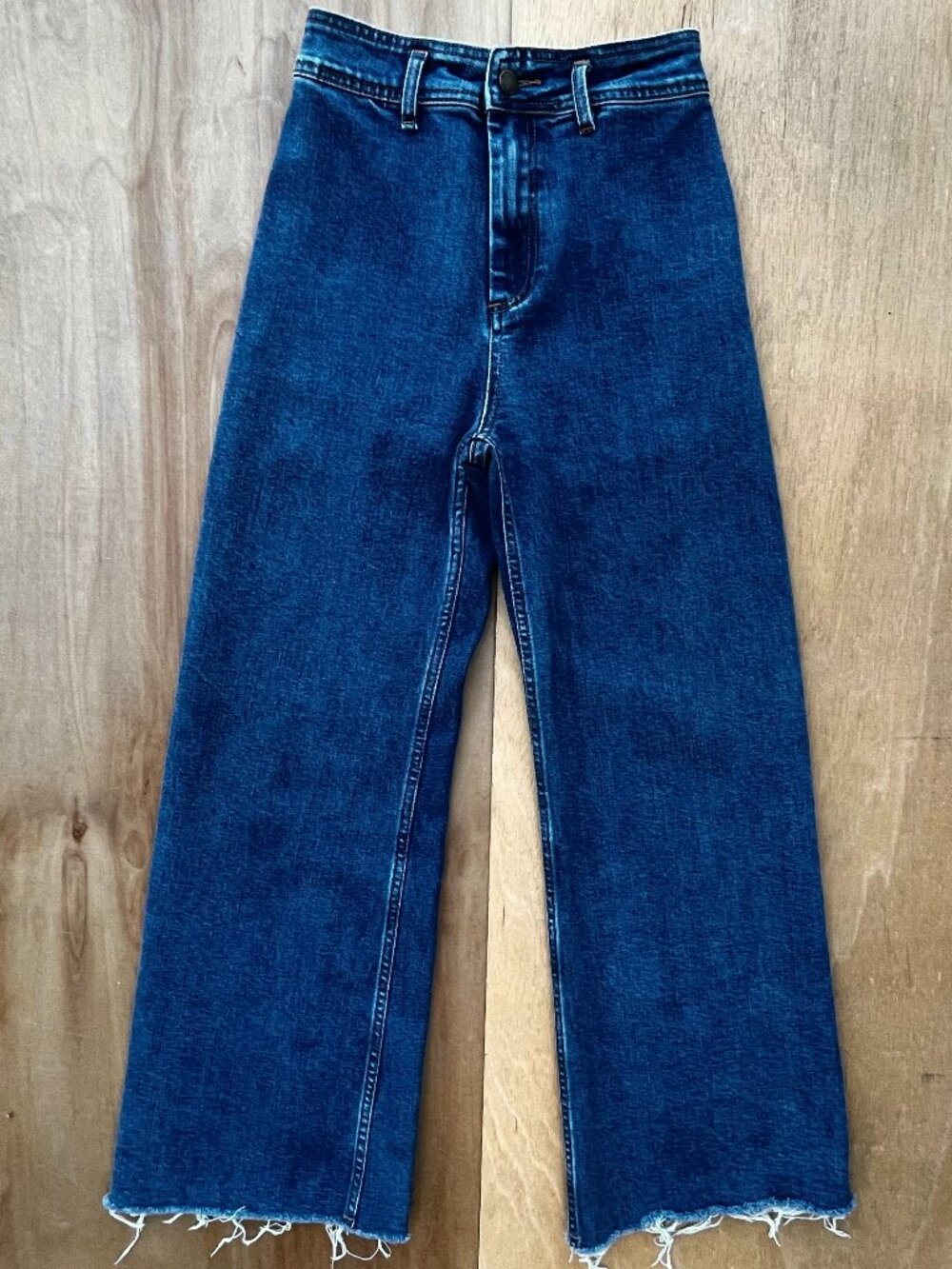 RIP CURL BAGGY WIDE LEG HIGH RISE JEANS Women’s sz 25 Frayed Hem Stretch